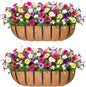 30'' Window Box Railing Planter with Coco Liner,2 Pack Horse Trough Planters Black Metal Hanging Flower Planters Basket for Porch Fence Patio Indoor Outdoor Lawn