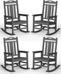 Ciokea Oversized Outdoor Rocking Chairs Set of 4, 380lbs Heavy-Duty Large Patio Rocker, High Back Cozy Porch Chairs, Weather Resistant Patio Rocking Chairs for Outside, Fire Pit, Deck, Dark Grey