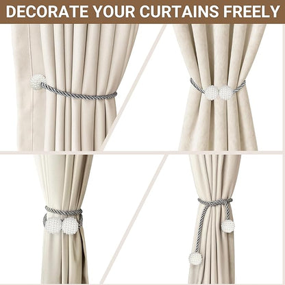 Hion Magnetic Curtain Tiebacks Grey 6 Pack, Curtain Tiebacks Buckles Holdbacks Holders Hooks Clip for Home Bedroom Office Decorative Thick or Thin Curtain