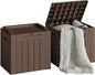 Devoko 30 Gallon Resin Deck Box 2 Pack Outdoor Indoor Waterproof Storage Box for Patio Furniture Pool Accessories Storage for Cushion Garden Tools (Brown, 2 Pack)