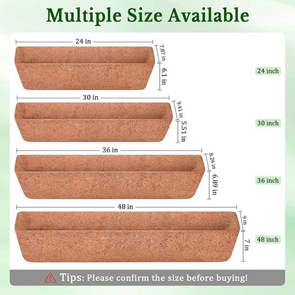 Halatool 2 Pack 36 Inch Window Box Liners Trough Coco Fiber Replacement Liner Pre-Formed Coconut Liners for Planters Wall Hanging Basket Flower Pot Fence Railing