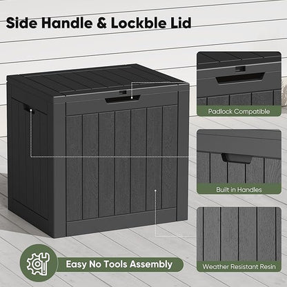 NEWBULIG 31 Gallon Deck Box, Weatherproof Resin Lockable Outdoor Storage for Secure Package Deliveries and Indoor Storage in Garden or Patio, Backyard