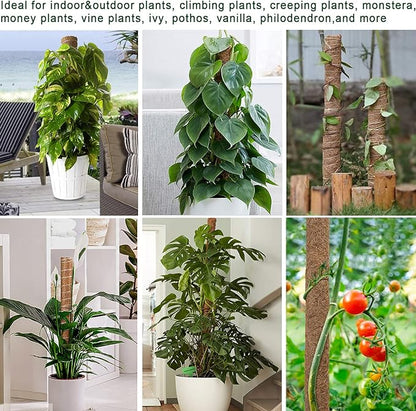 Moss Pole 47.5 Inch - Monstera Plant Support, 4 Packs 16 Inch Plant Stakes for Indoor Plants Coco Coir Moss Pole Sticks for Climbing Potted Live Plants, Pothos, Philodendron, with Garden Ties