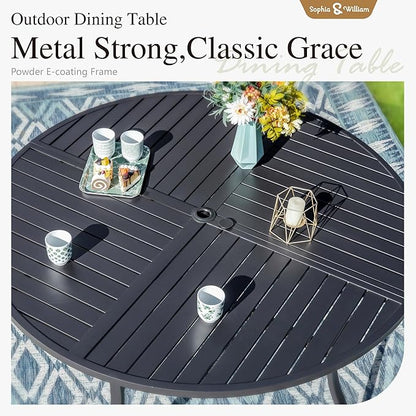 Sophia & William Patio Sets 5 Pieces Patio Dining Set for 4, Textilene Swivel Dining Chairs Padded with Round Metal Dining Table Outdoor Dining Furniture All Weather Textilene for Garden Porch