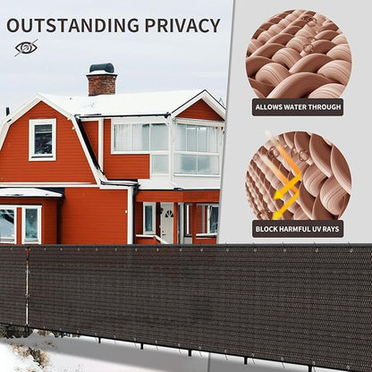 LOVE STORY Custom Size 3.3'x2' Brown Balcony Privacy Screen,UV Block Privacy Fence Screen,90% Shield for Outdoor Pool Garden Apartment Railing
