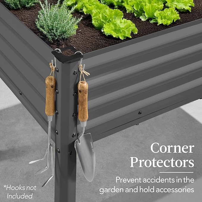 Best Choice Products 48x24x30in Galvanized Raised Garden Bed, Metal Elevated Planter Box, Vegetable Garden for Backyard, Patio, Balcony - Charcoal
