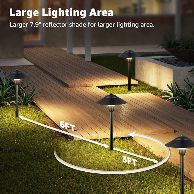 SUNVIE Low Voltage Pathway Lights LED Landscape Lights Low Voltage 3W 12-24V 3000K Landscape Lighting Cast-Aluminum Waterproof Landscape Path Lights for Yard Walkway Garden ETL Listed Cord, 4 Pack
