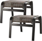 Patio Footstools Outdoor Foot Rest Aluminum Ottomans Samll Seat Wicker Furniture Patio Ottoman 2 Pieces Brown