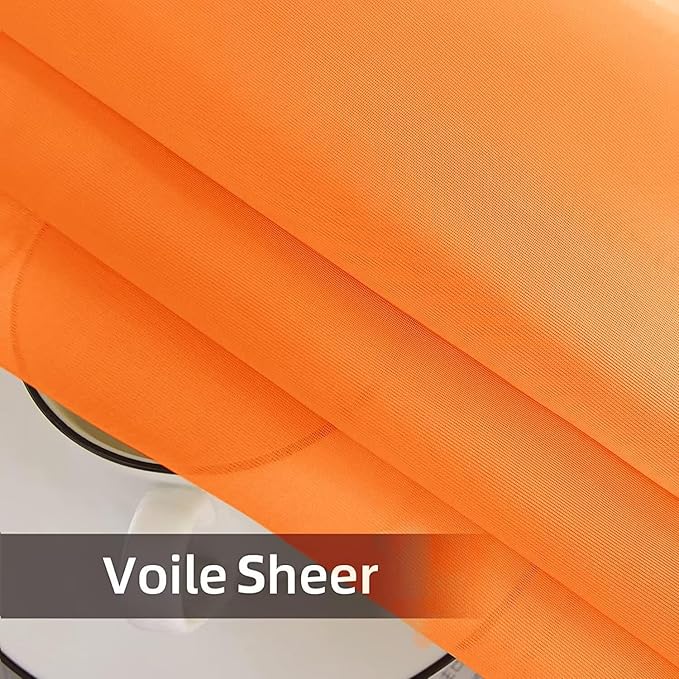 SpaceDresser Waterproof Outdoor Sheer Curtains for Patio - 4 Panels Rod Pocket Indoor Voile Sheer Curtain for Living Room,52W x 108L inch, Orange
