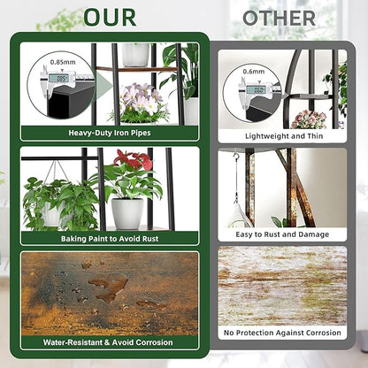 Plant Stand Indoor with Grow Lights, 6 Tiered Metal Plant Shelf, 55" Large Plant Stand for Indoor Plants Multiple, Corner Plant Holder Display Shelf, Tall Plant Rack for Living Room, Patio