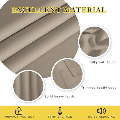 NICETOWN Blackout Curtains 84 Inch Length, Thermal Insulated Room Darkening Drapes Grommet Window Covering for Living Room Bedroom (W52 x L84 Inch, 1 Panel, Taupe)