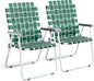 VINGLI Patio Lawn Webbed Folding Chairs Outdoor Beach Portable Camping Chair for Yard, Garden (2, Dark Green, Oversized)