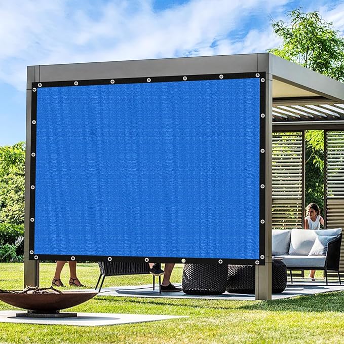 Artpuch Outdoor Pergola Shade Cover 8' X 18' Sun Shade Cloth with Grommets, 90% UV Protection Canopy Patio Privacy Screen (Customized Available) GN107, Blue