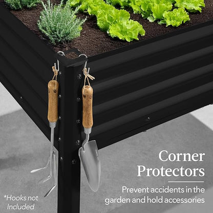 Best Choice Products 48x24x30in Galvanized Raised Garden Bed, Metal Elevated Planter Box, Vegetable Garden for Backyard, Patio, Balcony - Black