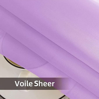 SpaceDresser Waterproof Outdoor Sheer Curtains for Patio - 2 Panels Rod Pocket Indoor Voile Sheer Curtain for Living Room,52W x 120L inch,Lavender