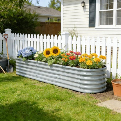 6-Pack Galvanized Raised Garden Bed 8x4x1.5 | 10x2x1.5 ft, 18" Tall Metal Planter Boxes Outdoor for Vegetable Herbs, Modular Raised Flower Bed for Gardening with Zn-Al-Mg Coated-Brooklyn Grey