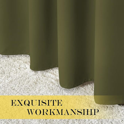 NICETOWN Room Darkening Curtain for Living Room - Energy Saving Thermal Insulated Grommet Room Darkening Curtain/Drape for Bedroom (1 Panel, 46 by 72, Olive Green)