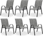 Patio Dining Chairs Set of 8, Outdoor High Stacking Chairs，Breathable Seat Fabric and Alloy Steel Frame for Backyard, Porch, Garden, Sunroom (Light Grey)