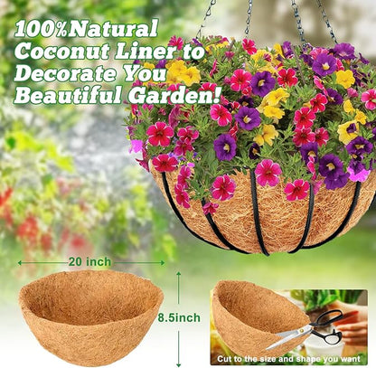 Y&M 2pcs 20“ Round Coconut Fiber Liner, 20'' Coco Liner Pre-Formed Replacement for Wall Hanging Planter Basket