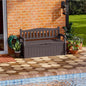 Patiowell 75 Gallon Plastic Storage Bench, Water-Resistant Deck Box for Patio Furniture, Garden Tools, Pool Storage and Outdoor Cushions, Brown