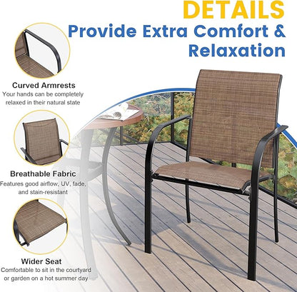 VICLLAX Patio Table and Chair Set of 6, All Weather Metal Round Outdoor Dining Furniture Set-50 Round Outdoor Table and Chairs, Black Tabletop