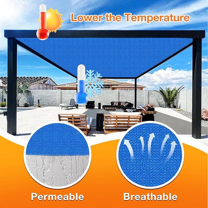 Artpuch Outdoor Pergola Shade Cover 10' X 12' Sun Shade Cloth with Grommets, 90% UV Protection Canopy Patio Privacy Screen (Customized Available) GN107, Blue