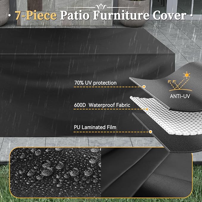 Aoxun 15 Piece Patio Furniture Set with Fire Pit Table Wicker Rattan Outdoor Sectional Sofa Set with Coffee Table and 4” Thickened Cushions, Grey/Black (Waterproof Cover Included)