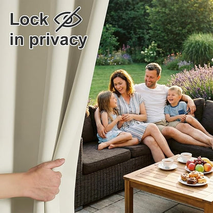 RYB HOME Extra Wide Outdoor Curtains for Patio Waterproof Heavy Duty Thermal Insulated in Summer Full Coverage Privacy for Porch, Cabana & Pool, W120 x L84, Beige, 1 Panel