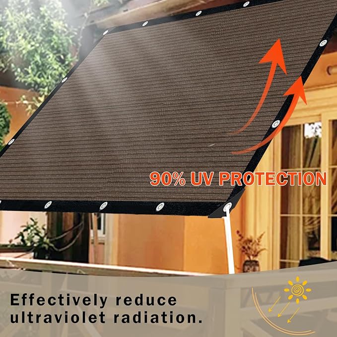 Mocha Sun Shade Cloth,Pergola Shade Cover with Reinforced Grommets,90% Shade Fabric Fence Privacy Screen Balcony,Pergola Shade Cover Canopy Garden Carport Porch Deck Patio Shade Cover,6x6FT