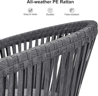 PURPLE LEAF 7 Pieces Outdoor Dining Set with Patio Aluminium Dining Table and Wicker Rattan Chairs Modern Furniture Cushions Sets for Backyard Indoor Decor Kitchen Grey