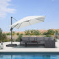 PURPLE LEAF 10 Feet Patio Umbrella Outdoor Cantilever Square Umbrella Aluminum Offset Umbrella with 360-degree Rotation for Garden Deck Pool Patio, White