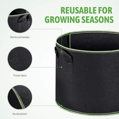 Delxo 20-Pack 7 Gallon Heavy Duty Aeration Thickened Nonwoven Fabric Pots Plant Grow Bags with Handles