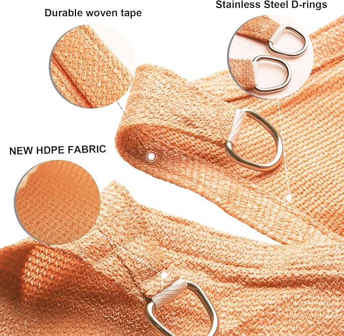 SUNLAX Sun Shade Sail 7' x 9' Peach Fuzz Rectangle Canopy Sail Shade Cover UV Block Permeable Sunshade Outdoor for Patio Backyard Deck Pergola (We Make Custom Size)