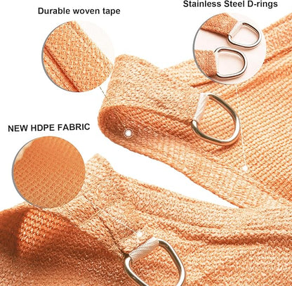 SUNLAX Sun Shade Sail 15' x 15' Peach Fuzz Rectangle Canopy Sail Shade Cover UV Block Permeable Sunshade Outdoor for Patio Backyard Deck Pergola (We Make Custom Size)