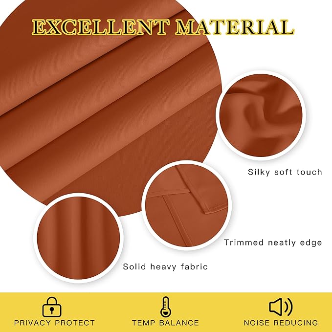 NICETOWN Blackout Drapery Curtain Panel 90 inches Long - Window Treatment Thermal Insulated Grommet Blackout Curtain/Drape for Bedroom Living Room (Burnt Orange, 1 Panel, 46 by 90 inches)
