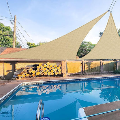 E&K Sunrise 18' x 18' x 18' Sun Shade Sail Triangle Canopy Shade Cover UV Block for Patio Backyard Garden Outdoor (Sand)