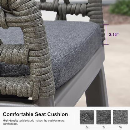PURPLE LEAF Outdoor Rattan 24" Counter Height Bar Stools Chair Set of 2, Modern Patio Wicker Barstool with Backrest for Indoor and Outdoor, Kitchen Island, Smoke Grey