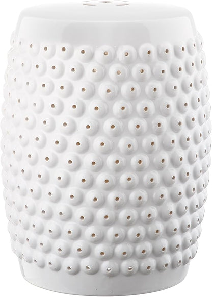Safavieh Castle Gardens Collection Stella Nail Head White Glazed Ceramic Garden Stool