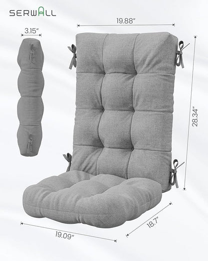 SERWALL HDPE Outdoor Rocking Cushion Set of 2, Memory Foam Cushion Dark Gray