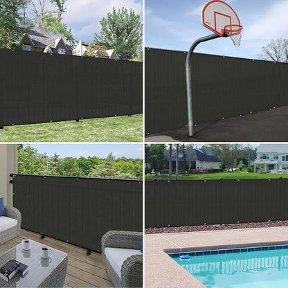 Windscreen4less Privacy Fence Screen Heavy Duty Windscreen Fencing Mesh Fabric Shade Net Cover with Brass Grommtes for Outdoor Wall Garden Yard Pool Deck, 6'x67' Black