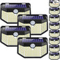 HMCITY 120 LED Outdoor Solar Lights with Motion Sensor and 3 Lighting Modes, IP65 Waterproof Wide Solar Wall Lights Ideal for Garden Patio Yard (Front Button 12Packs, Black Shell-Daylight White)
