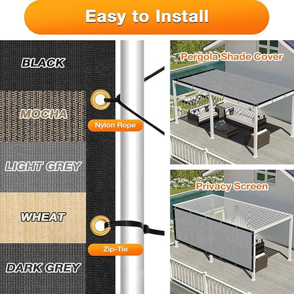 Artpuch Outdoor Pergola Shade Cover 14x16 FT Sun Shade Cloth with Grommets Light Grey 90% UV Protection Canopy Patio Privacy Screen (Customized Available)