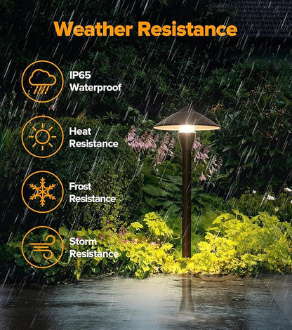 LUTEC 12V Low Voltage Pathway Lights, Die-cast Aluminum Pathway Lights with Connectors，IP65 Waterproof Outdoor Landscape Lighting, 3W 240LM Warm White 3000K for Path, Yard, Garden, 4 Pack