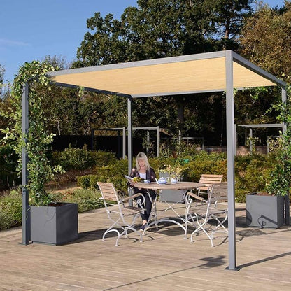 Eden's Decor Straight Flat-Edged Sun Shade Sail Rectangular 4' x 20' Beige UV-Blocking Outdoor Canopy Fabric Cloth Awning for Pergola Patio Garden Backyard Custom Size