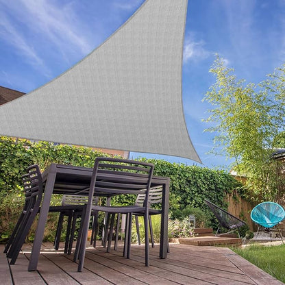 E&K Sunrise 21' x 21' x 21' Sun Shade Sail Triangle Canopy Shade Cover UV Block for Patio Backyard Garden Outdoor (Light Gray)