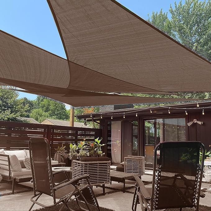 LOVE STORY Custom Size 6'x10'x11.7' Brown Sun Shade Sail Right Triangle Sunshade Fabric Awning Canopy for Patio Backyard Carport Pergola (Customized)