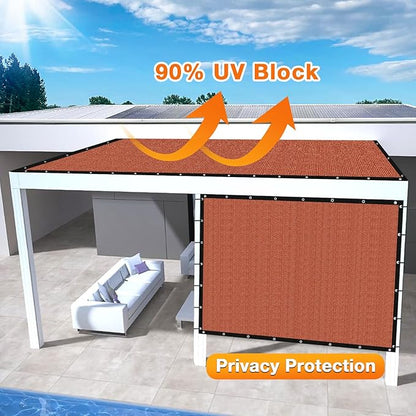 Artpuch 90% Sun Shade Cloth, 9 x 15 FT Pergola Shade Cover Canopy with Grommets, Sun Screen Fabric Tarp for Patio, Outdoor, Garden, Backyard, Rust Red