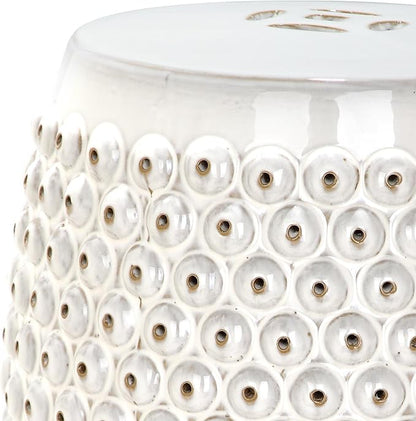 Safavieh Castle Gardens Collection Stella Nail Head White Glazed Ceramic Garden Stool