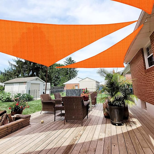 Patio Paradise 9' x 9' x 9' Sun Shade Sail Triangle Canopy Shade Cloth Fabric Sunlight Block Patio Pergola Cover HDPE Deck Awning for Outdoor Backyard Roof Shading, Orange