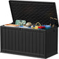 Devoko 160 Gallon Double-Wall Deck Box with Divider, Side Handles, HDPE Outdoor Large Storage Box Waterproof and Lockable for Patio Furniture, Garden, Pool (Black, 160 Gallon)